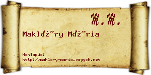 Makláry Mária névjegykártya